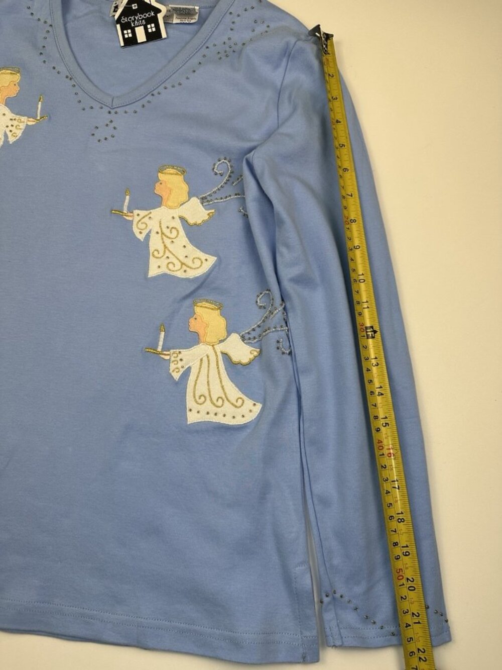 Storybook Knits Women’s Angels Sweatshirt Crew Neck Top Long Sleeves Blue XS NWT - Picture 6 of 8